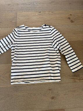 Sezane Buttoned Embellishment Striped Summer Sweater